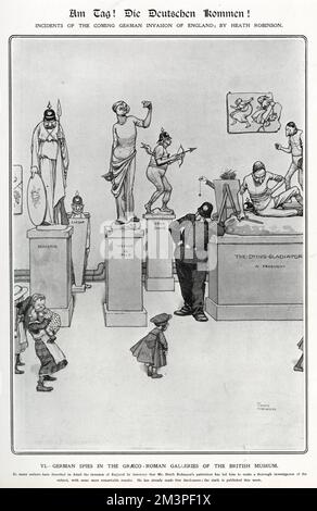 AM Tag, Heath Robinson 6. Espions allemands au British Museum Banque D'Images