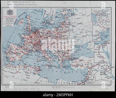 Reseau parcouru par les voitures de la Compagnie internationale des wagons-lits , Europe, cartes, transport, Europe, Cartes, Compagnie internationale des wagon-lits et des grands express Européens Norman B. Leventhal Map Centre Collection Banque D'Images