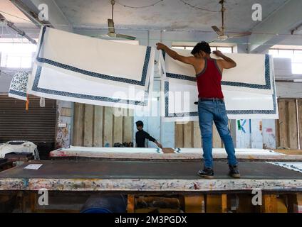 Atelier d'impression de blocs, Rajasthan, Jaipur, Inde Banque D'Images