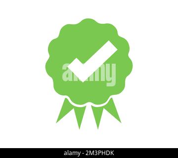 Médaille approuvée ou certifiée. Emblème certifié. Symbole de vérification d'approbation, ruban d'affiche Quality Award. Vecteur de médaille du certificat de qualification. Illustration de Vecteur