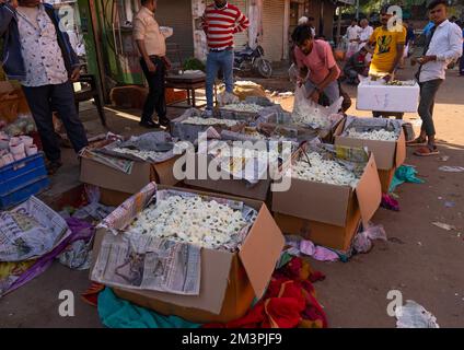 Marché aux fleurs, Rajasthan, Jaipur, Inde Banque D'Images