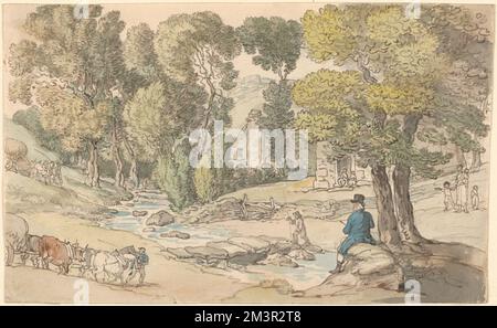 Dessin Rowlandson , artistes, dessin, arbres, ruisseaux, Rowlandson, Thomas, 1756-1827. Thomas Rowlandson (1756-1827). Impressions et mises en plan Banque D'Images