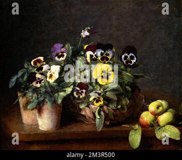 Encore la vie avec des pansies par Henri Fantin-Latour (1836-1904), huile sur toile, 1874 Banque D'Images