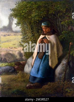 Bergers assis sur un rocher par Jean-François Millet (1814-1875), huile sur bois, 1856 Banque D'Images