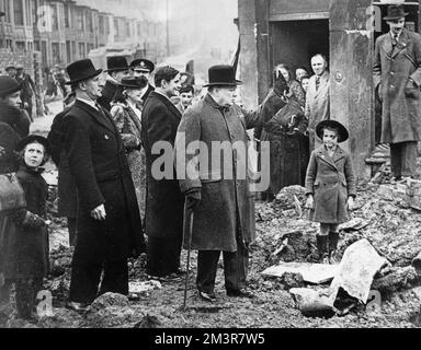 Winston Churchill à Bristol, 1941 Banque D'Images