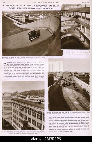 Piste de moteur sur le toit du toit de l'usine de voiture, Turin Banque D'Images