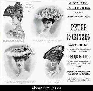 Annonce de Peter Robinson - chapeaux femme 1905 Banque D'Images