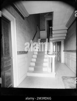 Salem, 188 Derby Street, détail intérieur, maison Simon Forrester, escalier , Maisons, intérieurs, escaliers, Forrester, Simon, 1784-1817. Collection de négatifs sur plaque de verre de Frank cousins Banque D'Images