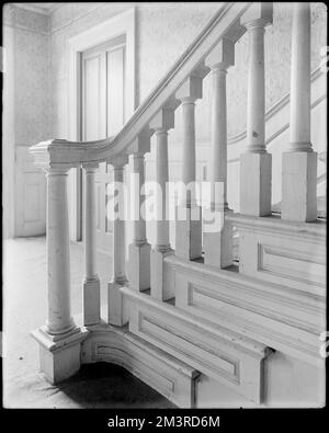 Salem, 188 Derby Street, détail intérieur, poste de newel, maison de Simon Forrester , Maisons, intérieurs, escaliers, rambardes, Newels, Forrester, Simon, 1784-1817. Collection de négatifs sur plaque de verre de Frank cousins Banque D'Images