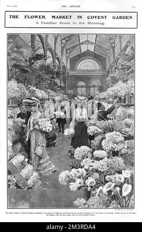 Matinée au marché aux fleurs de Covent Garden 1905 Banque D'Images