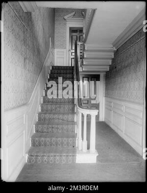 Salem, 188 Derby Street, détail intérieur, escalier, maison Simon Forrester , Maisons, intérieurs, escaliers, Forrester, Simon, 1784-1817. Collection de négatifs sur plaque de verre de Frank cousins Banque D'Images