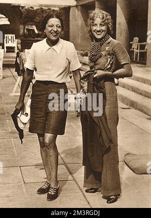 Suzanne Lenglen et Mme Jay Gould à Monte Carlo Banque D'Images