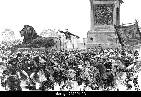 West End Riots : rupture de Trafalgar Square Meeting 1886 Banque D'Images