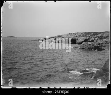 Salem, Baker's Island, vues, point sud-ouest, îles, rochers, paysages marins. Collection de négatifs sur plaque de verre de Frank cousins Banque D'Images