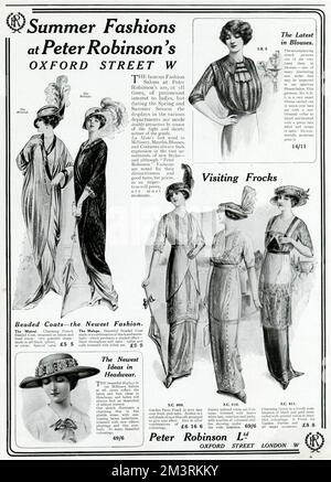 Publicité pour Peter Robinson's Summer fashion 1913 Banque D'Images