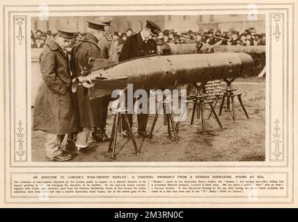 Trophées de guerre exposés à Londres, 1915 Banque D'Images