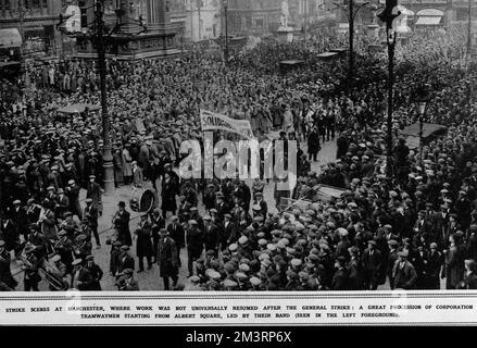 Grève générale 1926 - procession à Manchester Banque D'Images