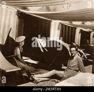 Cecil Beaton et Lady Diana Abdy, Lido à Venise, Italie Banque D'Images