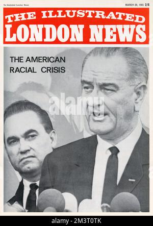 Lyndon B Johnson prononce son discours « nous surmonterons » Banque D'Images