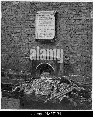 L'église des Pères pèlerins, Southwark, Londres, dédiée aux pèlerins qui se sont rendus en Amérique dans le Mayflower en 1620 - détruite dans un raid allemand de la Luftwaffe à Londres. Banque D'Images