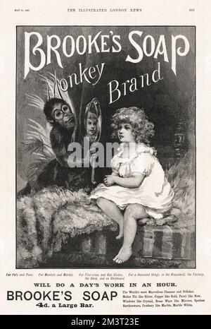 1890 UK Magazine Brooke's SOAP annonce Date: 1890 Banque D'Images