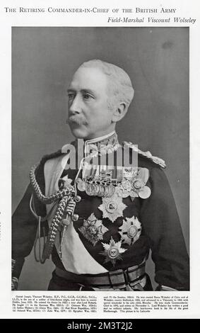 Le maréchal Garnet Joseph Wolseley, 1st le vicomte Wolseley (1833 - 1913), les premiers succès en Inde et en Afrique ont été suivis par une incompétence effroyable pendant la guerre des Boers. Date: 1900 Banque D'Images