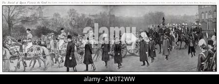 Enterrement de la reine Victoria, chariot à canon monté Banque D'Images