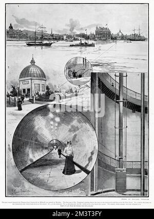 Greenwich Foot tunnel - marcher sous la Tamise 1902 Banque D'Images