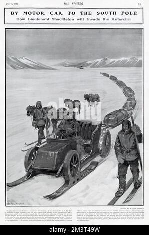 En voiture jusqu'au pôle Sud, expédition de Shackleton Banque D'Images