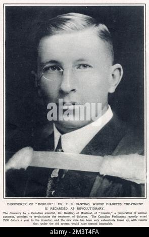 Sir Frederick Grant Banting (1891 - 1941), scientifique, médecin, peintre et lauréat du prix Nobel canadien en 1923, a été reconnu comme le co-découvreur de l'insuline et de son potentiel thérapeutique. Banque D'Images