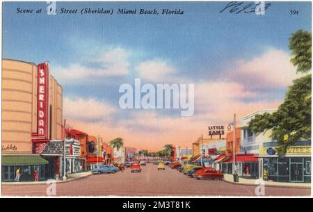 Scène à 41st Street (Sheridan), Miami Beach, Floride, Villes et villages, Tichnor Brothers Collection, Cartes postales des États-Unis Banque D'Images