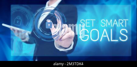 Légende conceptuelle définir des objectifs intelligents. Mot pour établir des objectifs réalisables faire de bons plans d'affaires Banque D'Images