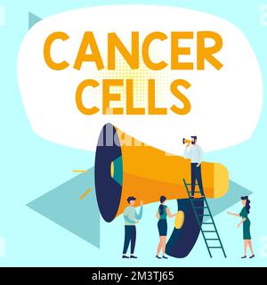 Texte d'écriture cancer cellules. Mot écrit sur la formation de tumeurs solides ou l'inondation du sang avec des cellules anormales Banque D'Images