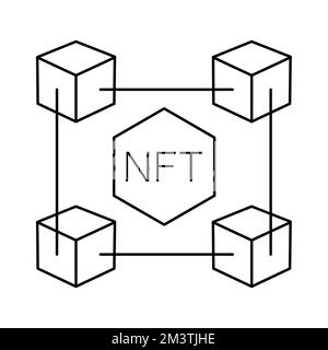 Jeton non fongible NFT. Noir et blanc. Blockchain Illustration de Vecteur