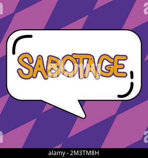 Sabotage du signe d'écriture à la main. Destruction conceptuelle par photo des outils et des matériaux d'un employeur par les travailleurs Banque D'Images