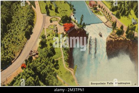 Snoqualmie Falls, Washington , Waterfall, Tichnor Brothers Collection, cartes postales des États-Unis Banque D'Images