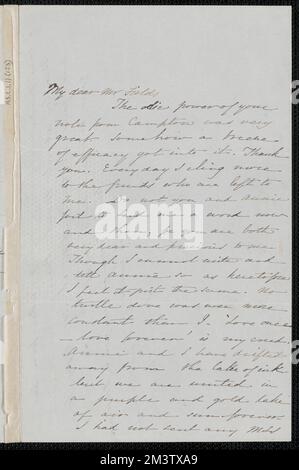 Sophia Hawthorne lettre autographe signée à Jamse Thomas Fields, [Concord], 16 juin 1867 , épouses d'auteurs, femmes auteurs, American, auteurs, American, 19th Century, Correspondence, Howitt, Mary Mary Botham, 1799-1888, Hawthorne, Nathaniel, 1804-1864. Passages des notes-livres anglais de Nathaniel Hawthorne Banque D'Images