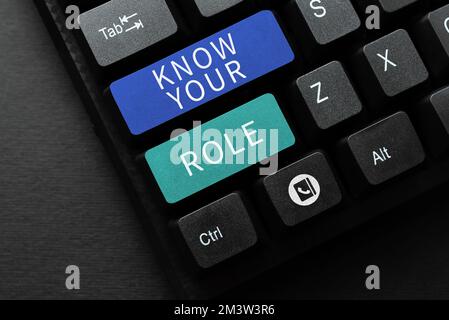 Affiche indiquant votre rôle. Approche commerciale ne pas tenir compte d'une seule responsabilité dans un emploi ou une situation Banque D'Images