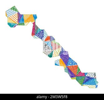 Carte de style enfant de Musha Cay. Polygones dessinés à la main en forme de Musha Cay. Illustration vectorielle. Illustration de Vecteur