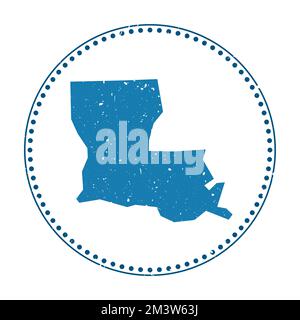 Autocollant Louisiane. Timbre en caoutchouc de voyage avec carte de l'état des États-Unis, illustration vectorielle. Illustration de Vecteur