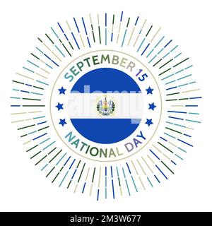 Insigne de la journée nationale de la République d'El Salvador. Indépendance de l'Espagne en 1821. Célébré sur 15 septembre. Illustration de Vecteur