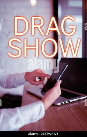 Affiche Drag Show. Événement de compétition Business Idea où deux voitures tentent de terminer le premier quart de mille Banque D'Images