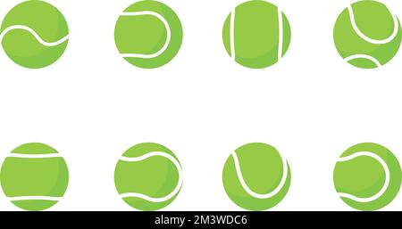 Collection de balles de tennis Vector Green. Jeu de balles de tennis isolé sur fond blanc Illustration de Vecteur
