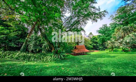 Refuge pour se reposer au fort Canning Park. Ce parc est un site emblématique situé au sommet d'une colline à Singapour. Banque D'Images