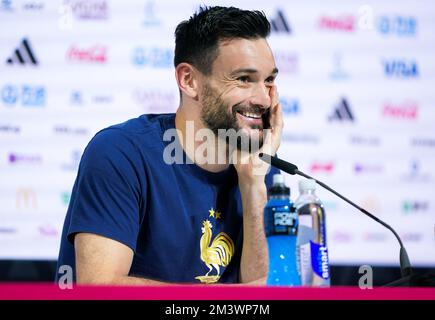 Le gardien de but de France Hugo Lloris lors d'une conférence de presse au Centre principal des médias à Doha, au Qatar. Date de la photo: Samedi 17 décembre 2022. Banque D'Images