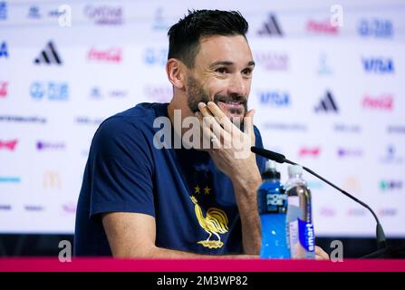 Le gardien de but de France Hugo Lloris lors d'une conférence de presse au Centre principal des médias à Doha, au Qatar. Date de la photo: Samedi 17 décembre 2022. Banque D'Images