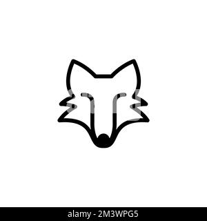 Logo Fox Black and White Outline Design Illustration de Vecteur