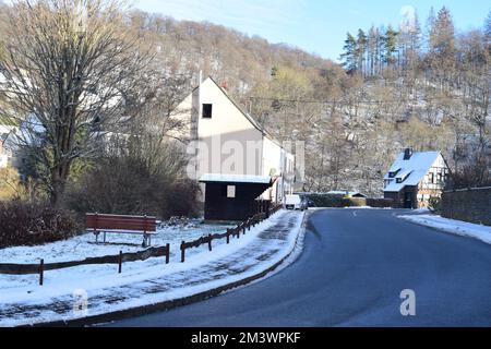 Village centre de Virneburg en hiver Banque D'Images
