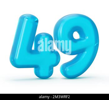 Une gelée bleue chiffre 49 quarante-neuf isolée sur fond blanc pour les enfants, illustration 3D Banque D'Images