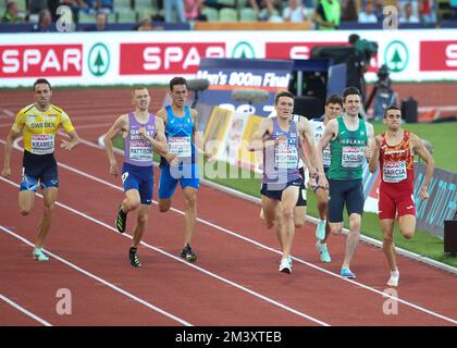 KRAMER Andreas d'Eden ,ROBERT Benjamin de France , WIGHTMAN Jake , PATTISON Ben de Grande-Bretagne , CRESTAN Eliott de Belgique , BARONTINI Simone d'Italie , MARQUE ANGLAISE d'Irlan et GARCÍA Mariano d'Espagne 800m FINALE MASCULINE pendant les Championnats européens d'athlétisme 2022 sur 17 août, 2022 à Munich, Allemagne. Photo de Laurent Lairys DPPI Banque D'Images